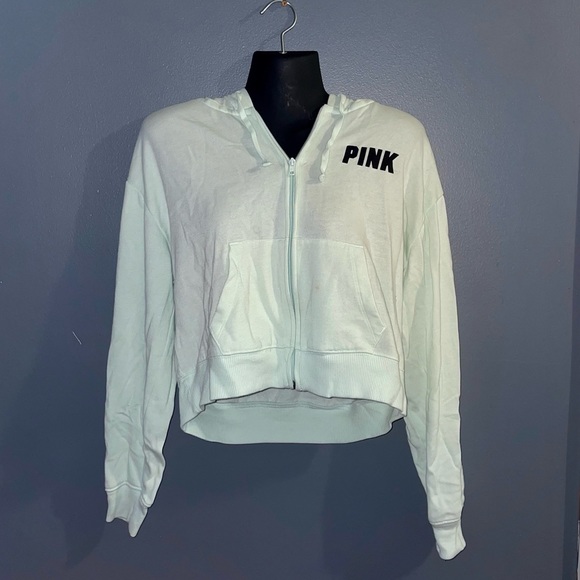 PINK Victoria's Secret Tops - PINK Victoria’s Secret light teal blue/green zip up hoodie sweatshirt size small